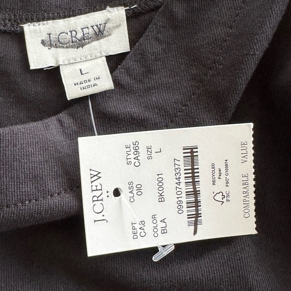 NEW J. CREW Factory Puff-sleeve button-back top in Black Cotton Knit Size Large - Picture 6 of 8